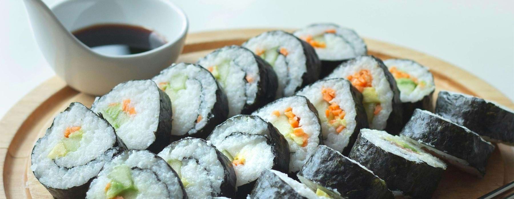a plate of sushi